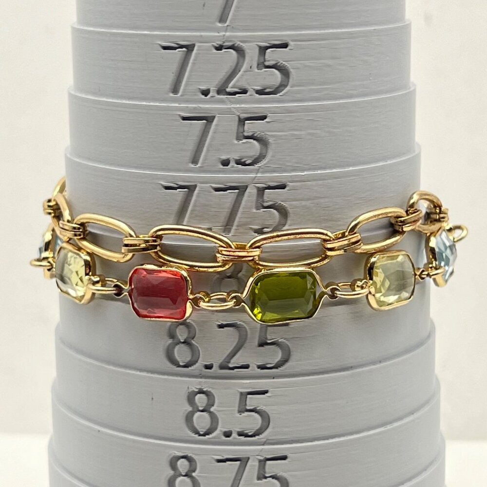 Liz Claiborne Necklace Bracelet Earrings Set Gold-Tone Multicolor Bezel Faceted - Picture 7 of 16